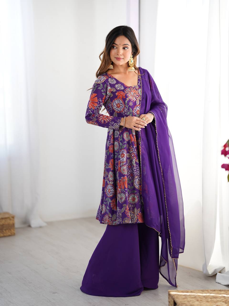 Kanika Premium Roman Silk Chanderi Kediya Palazzo Set