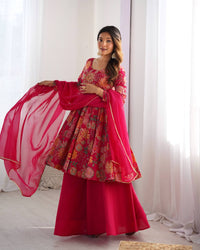 Rehvika Premium Roman Silk Chanderi Kediya Palazzo Set