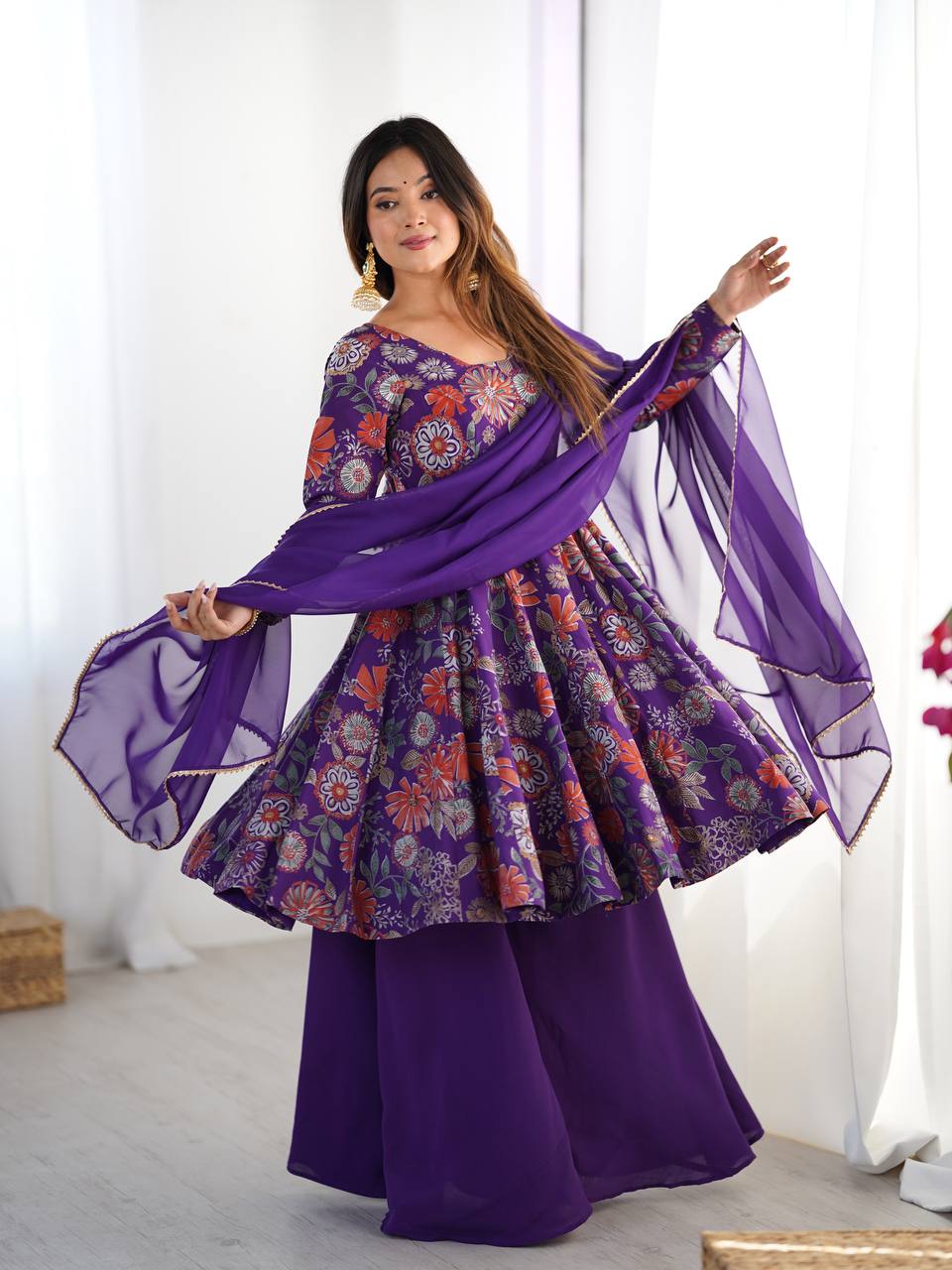 Kanika Premium Roman Silk Chanderi Kediya Palazzo Set
