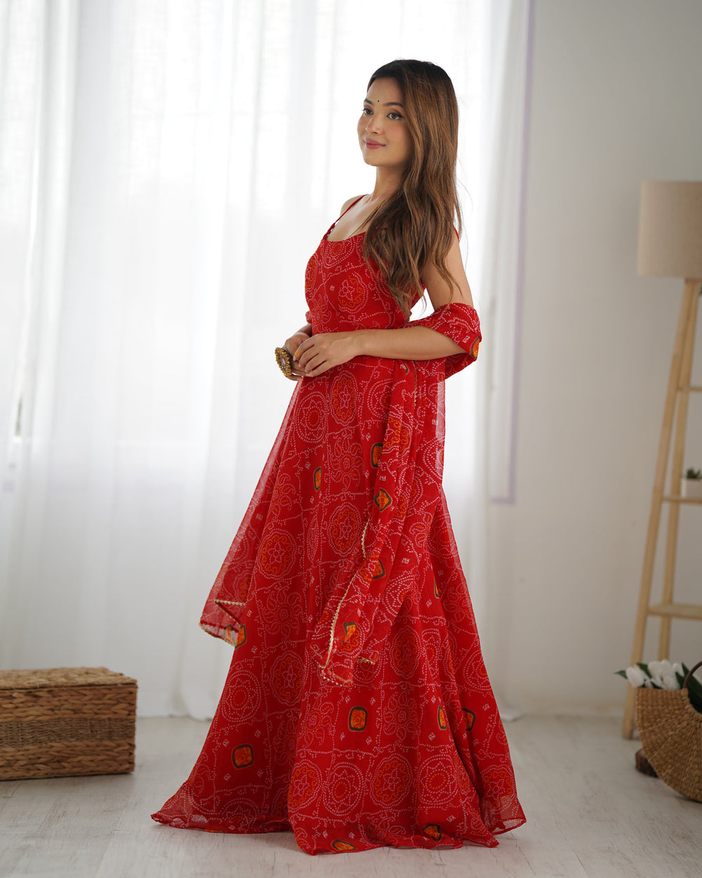 Kanishka Luxury Bandhej Anarkali Suit Set