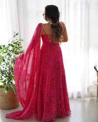 Saanvi Luxury Bandhej Anarkali Suit Set