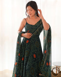 Naira Luxury Bandhej Anarkali Suit Set