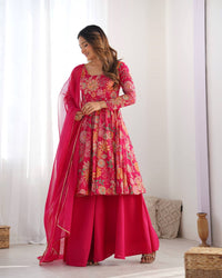 Rehvika Premium Roman Silk Chanderi Kediya Palazzo Set