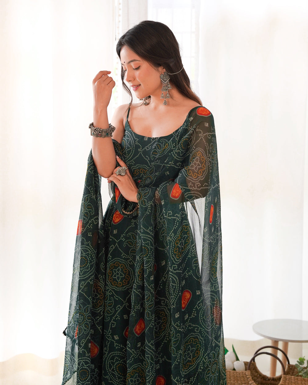 Naira Luxury Bandhej Anarkali Suit Set