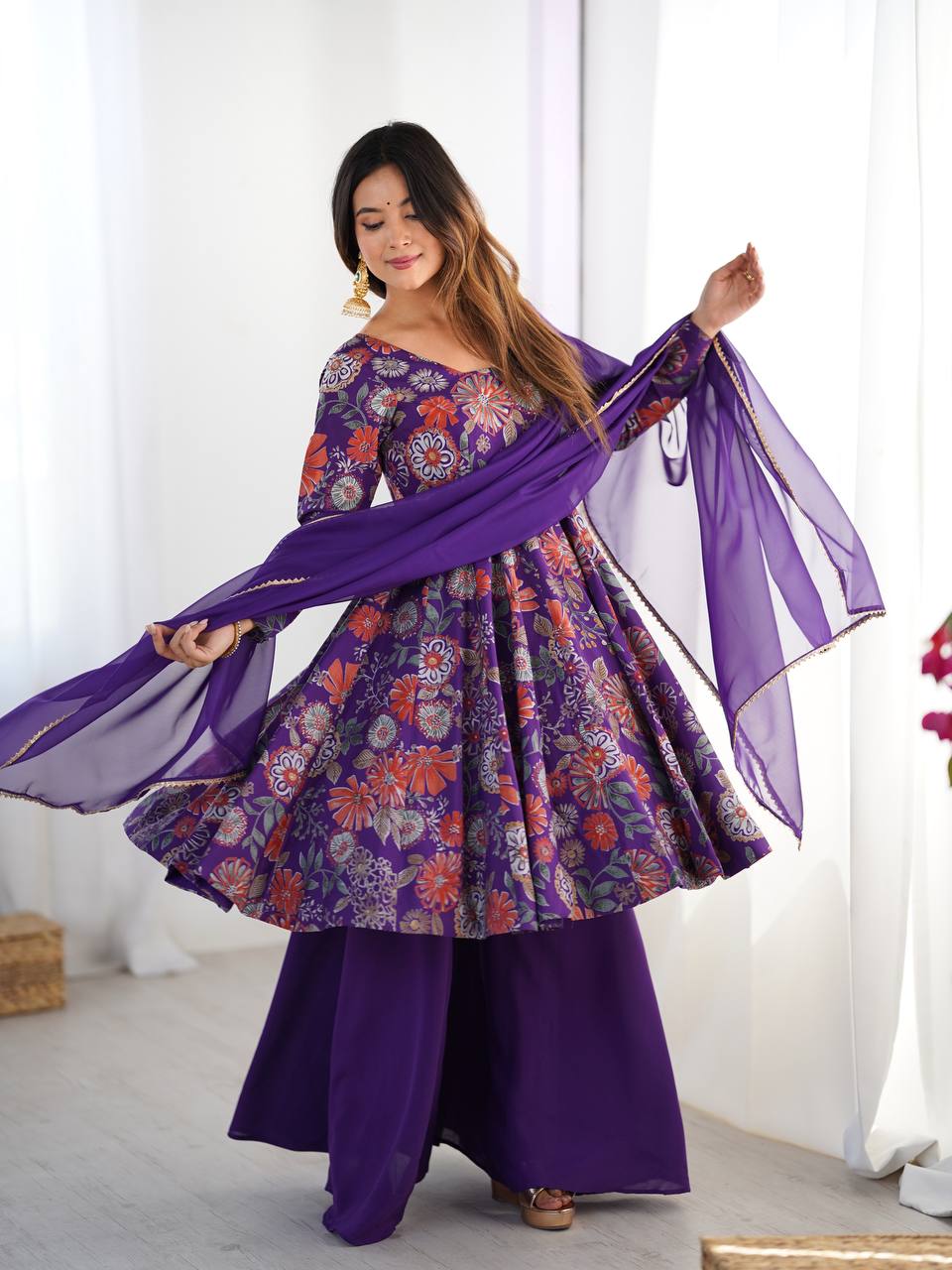 Kanika Premium Roman Silk Chanderi Kediya Palazzo Set