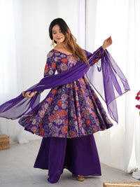 Kanika Premium Roman Silk Chanderi Kediya Palazzo Set