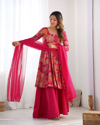 Rehvika Premium Roman Silk Chanderi Kediya Palazzo Set