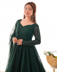 Tvesha Premium Soft Fox Georgette Lucknowi Anarkali Gown Set